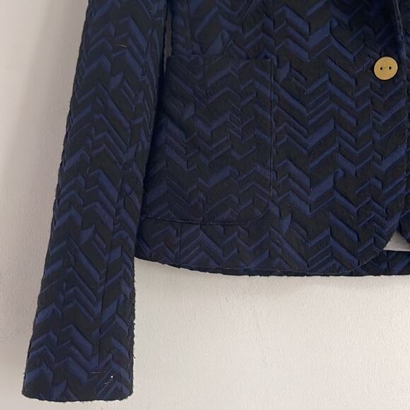 ANTHRO Cartonnier chevron textured single button professional career blazer sz 6 - Picture 3 of 6
